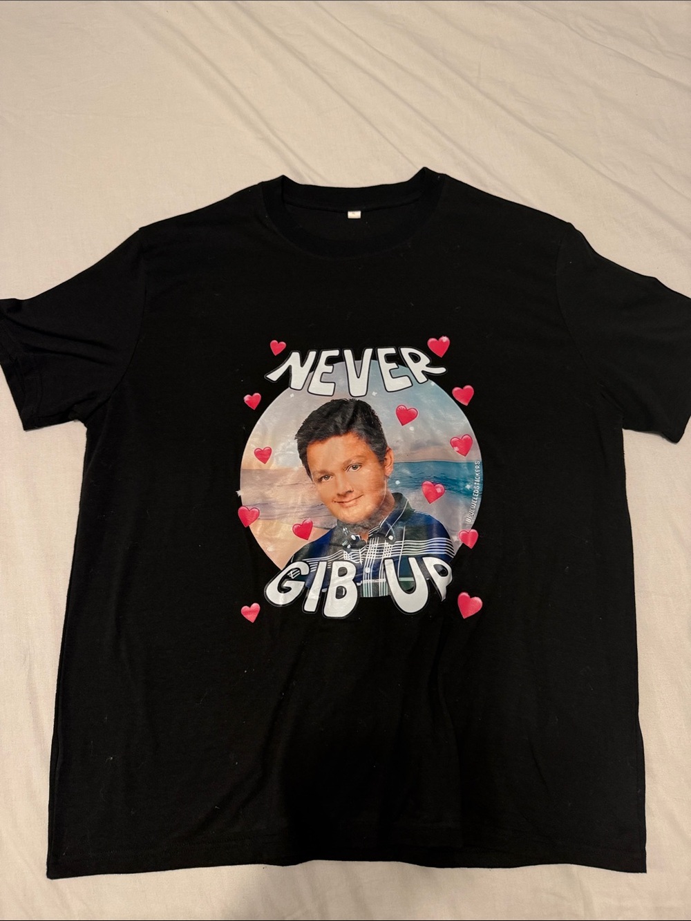 Never Gib Up Graphic Black Tee gibby